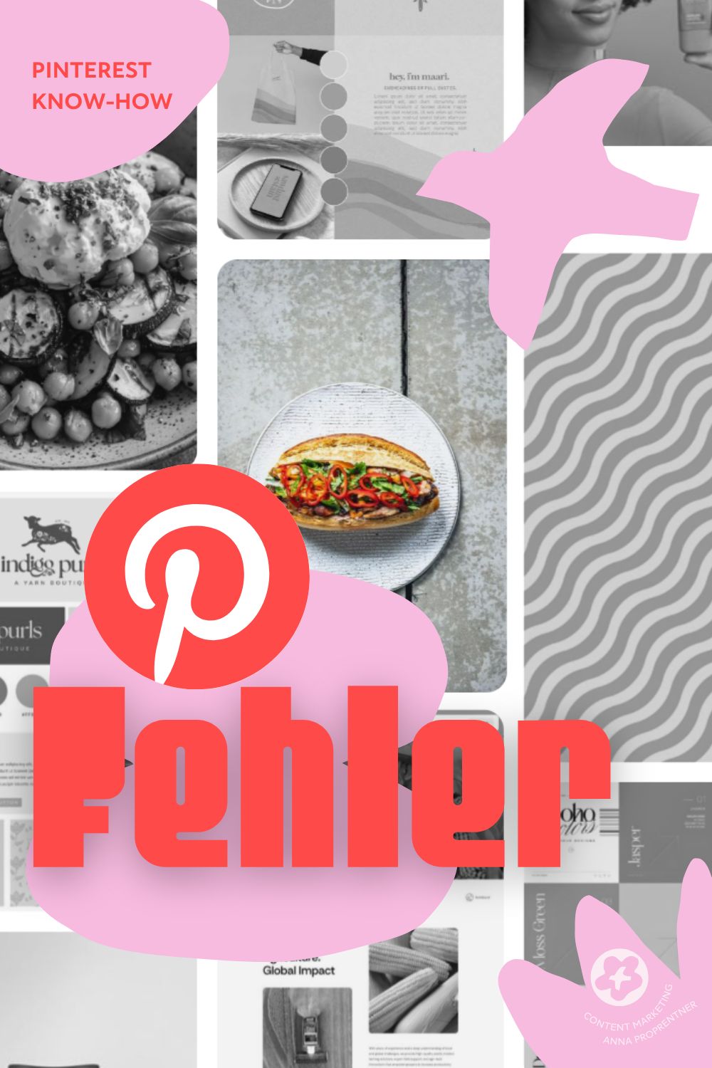 Titelfoto für Blogbeitrag über Pinterest Fehler. Man sieht eine Pinterestpinwand